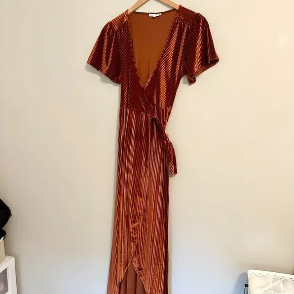 Baltic Born Andi Velvet Ribbed Wrap Maxi Dress - XS - Picture 3 of 6